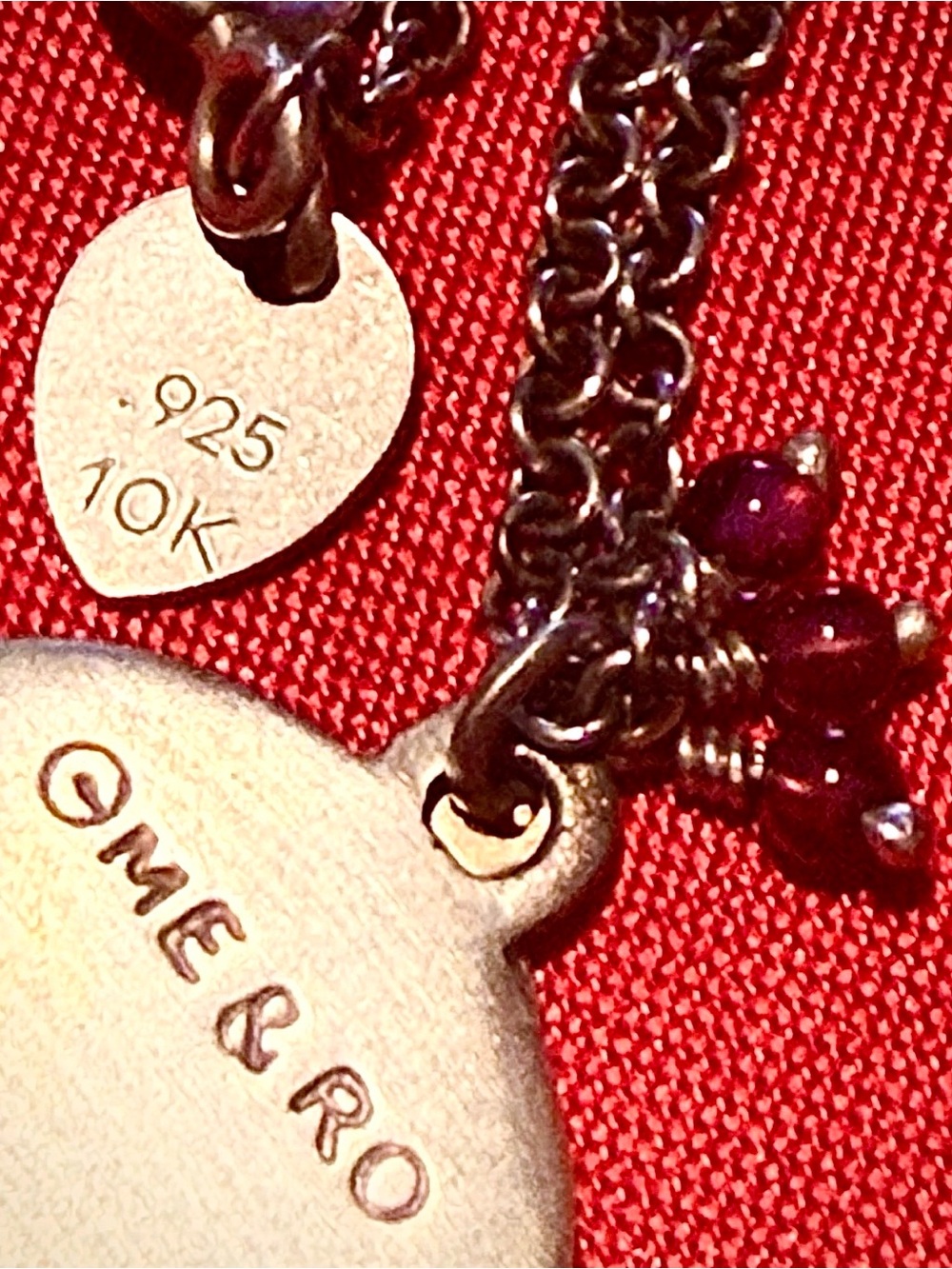 Authentic Me & Ro 10K Sterling Silver Gold Double Lotus Petal & Garnet Necklace